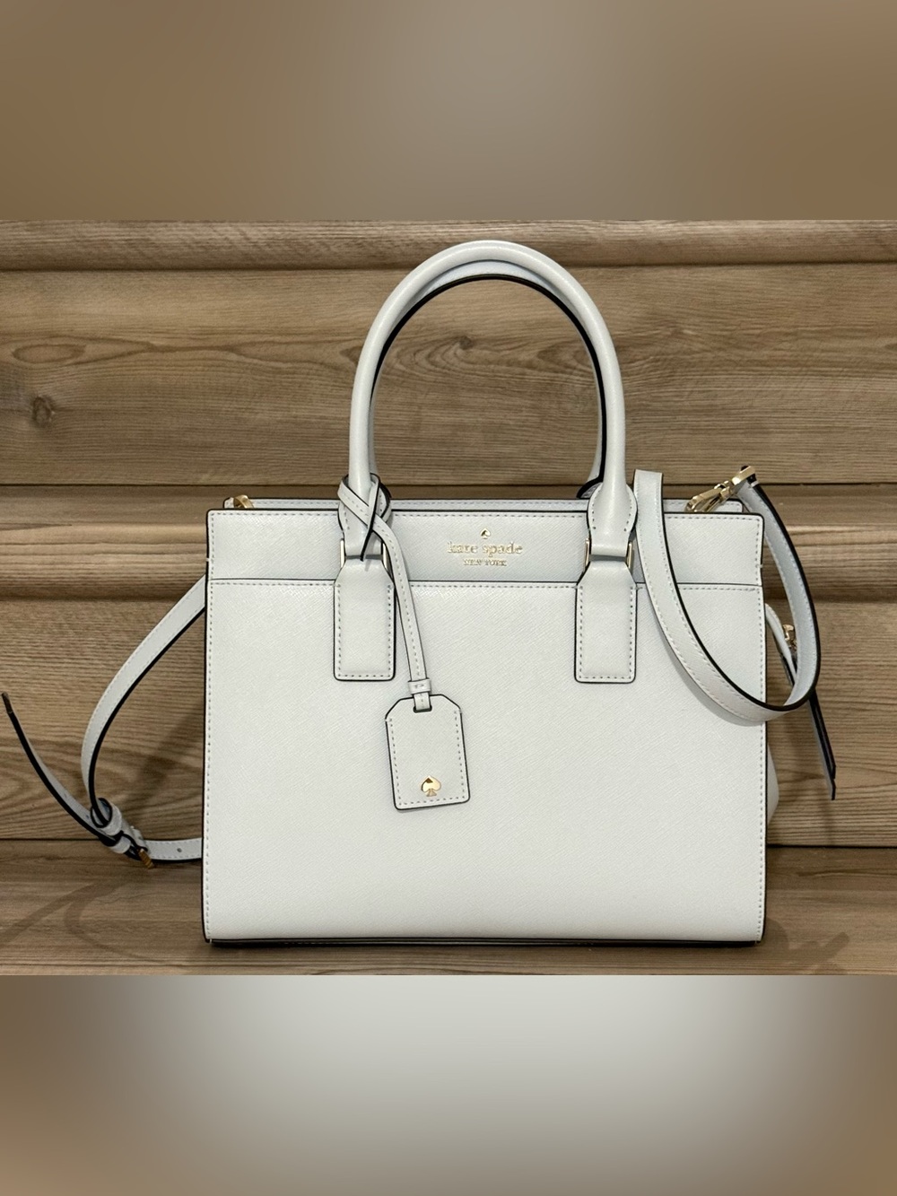 KATE SPADE Medium Cameron Satchel - Pale Sapphire Saffiano Leather - Gold HW NEW